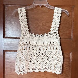 Staring at Stars Cream Crochet Crop Top